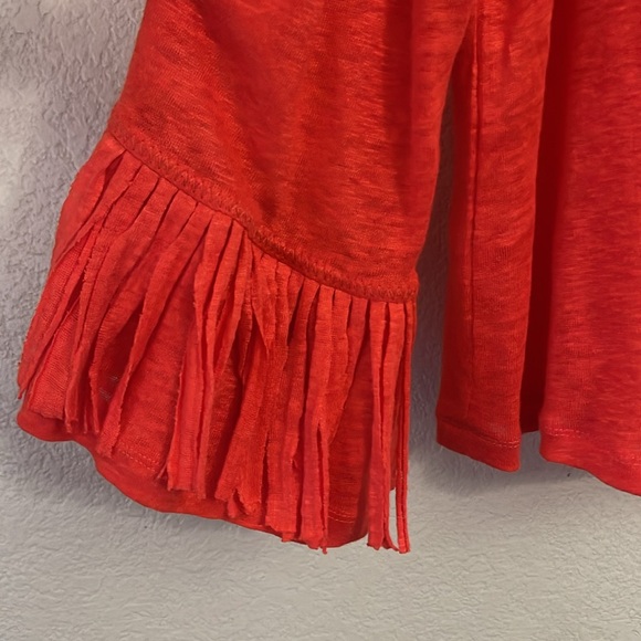 Kobi Halperin Red Orange Fringe Sleeve Top Small - Picture 4 of 6